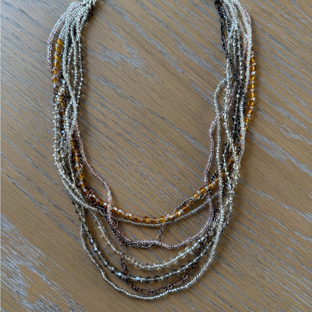 Elegant Multi-Strand Beaded Layered Statement Necklace